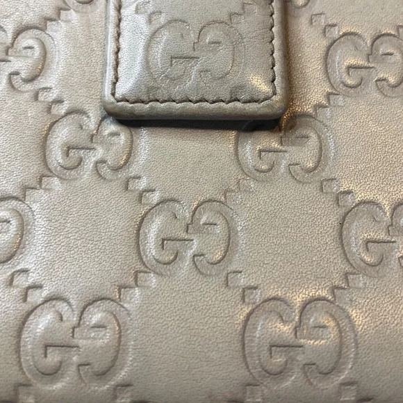GUCCI GUCCISSIMA Continental Flap Wallet with GG Zipper Pull- Taupe